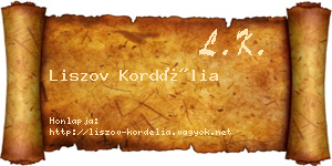 Liszov Kordélia névjegykártya